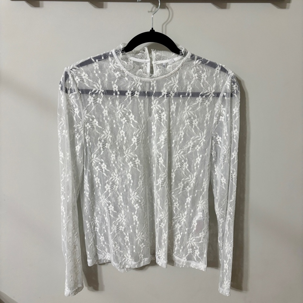 Only Sheer White Lace Top